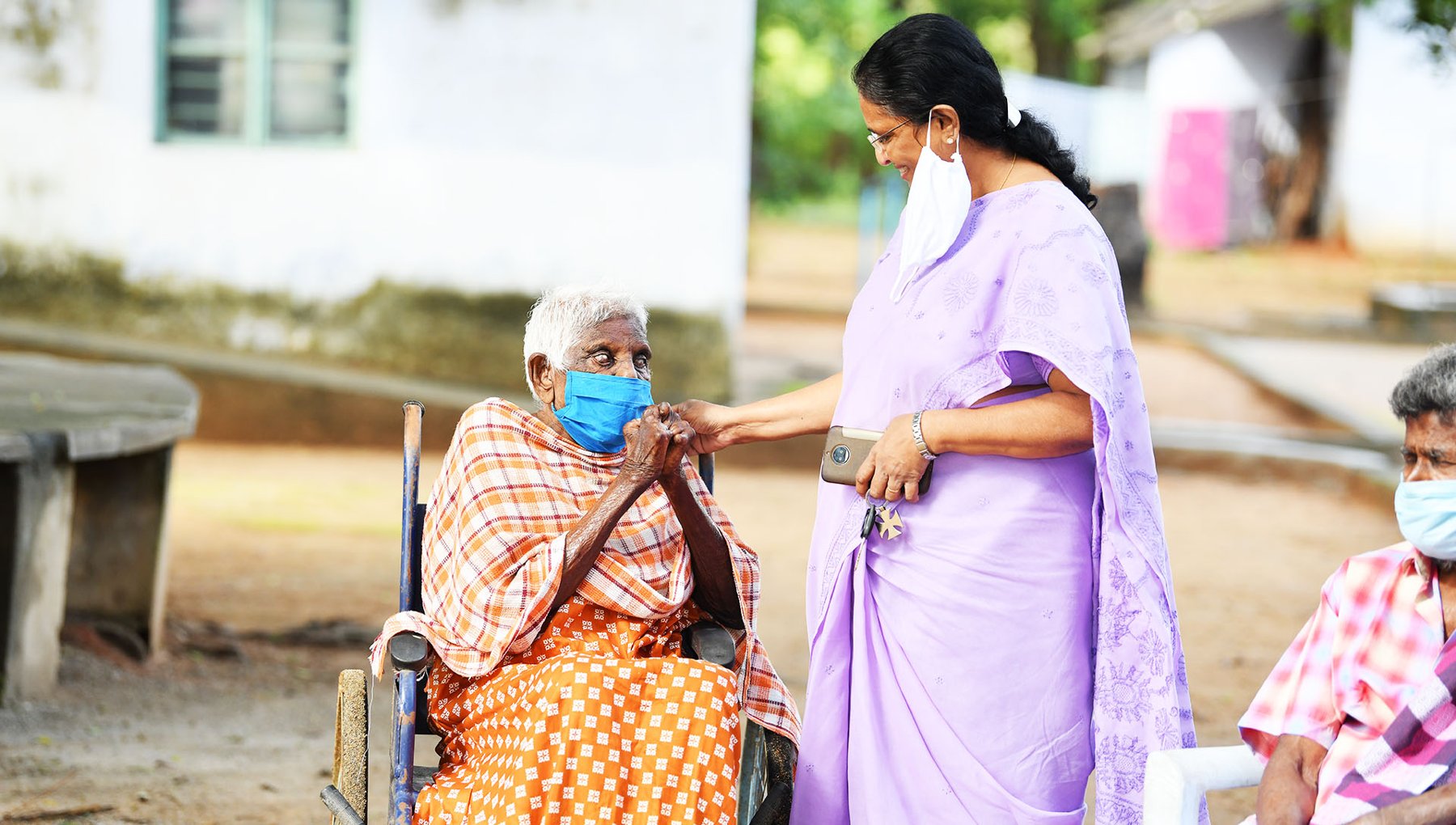 A resident and caregiver sharing a moment